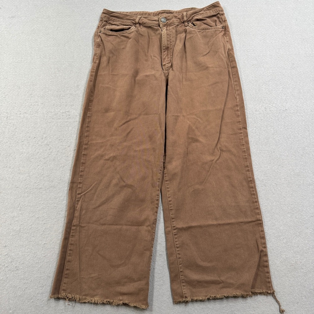 Garage Jeans Women's 13 Brown Denim Wide Leg Baggy Fit High Rise Cotton Raw Hem